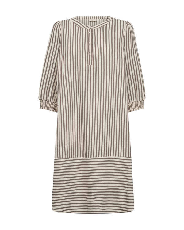 FQABY - STRIPED DRESS - WHITE AND BROWN Online-Schn?ppchen – Bild 2